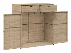 vidaxl Armario de almacenaje de jardín ratán PE 105x55x113 cm Gris Online
