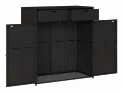vidaxl Armario de almacenaje de jardín ratán PE 105x55x113 cm Negro Best