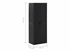 vidaxl Armario de almacenaje de jardín ratán PP 65x45x172 cm Negro Hot