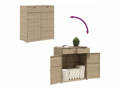 Armario de almacenaje de jardín ratán PE 105x55x113 cm^vidaxl Discount