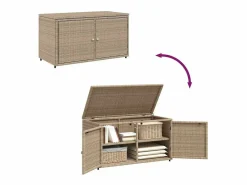 vidaxl Armario de almacenaje de jardín ratán PE 110x55x60,5 cm Beige Sale