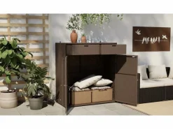 Armario de almacenaje de jardín ratán PE marrón 105x55x113 cm^vidaxl Discount