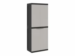 vidaxl Armario de almacenaje exterior PP y negro 65x37x165 cm Gris Sale