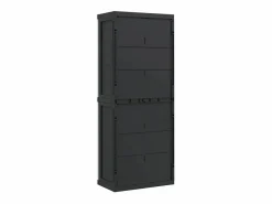 vidaxl Armario de almacenaje exterior PP y negro 65x37x165 cm Gris Sale