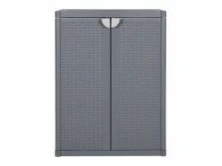 Armario de almacenaje para jardín PP ratán 65x45x88 cm ES482593 Gris