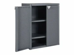 Armario de almacenaje para jardín PP ratán 65x45x88 cm ES482593 Gris