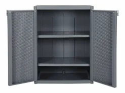 Armario de almacenaje para jardín PP ratán 65x45x88 cm ES482593 Gris
