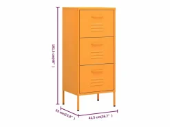 vidaxl Cajonera De Escritorio|Armario de almacenamiento acero mostaza 42,5x35x101,5 cm