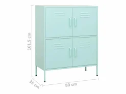 vidaxl Cajonera De Escritorio|Armario de almacenamiento acero verde mint 80x35x101,5 cm