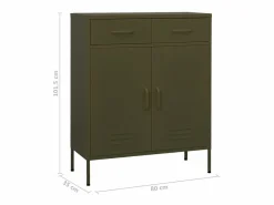 vidaxl Armario de almacenamiento acero oliva 80x35x101,5 cm Verde Clearance