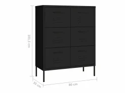 vidaxl Armario de almacenamiento acero 80x35x101,5 cm Negro New
