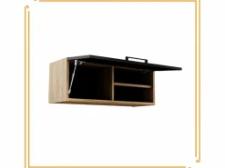 Armario de baño colgante horizontal de 80 cm Pawlacz con estantes en roble craft y negro.^ Discount