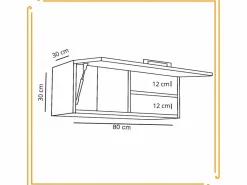 Armario de baño colgante horizontal de 80 cm Pawlacz con estantes en roble craft y negro.^ Discount