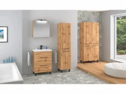 Armario de baño Columna alta de pie 40 cm Roble Wotan Sol^ Best