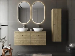 Armario de baño Columna alta 1 puerta Roble aceitado Marco Color natural claro Clearance