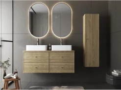 Armario de baño Columna alta 1 puerta Roble aceitado Marco Color natural claro Clearance
