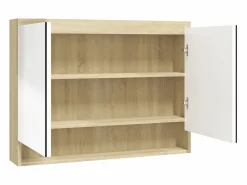 vidaxl Armario de baño con espejo MDF y roble 80x15x60 cm Blanco