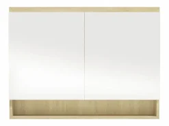 vidaxl Armario de baño con espejo MDF y roble 80x15x60 cm Blanco