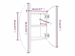 vidaxl Mueble De Pared Para Baño|Armario de baño con espejo redondo y LED roble 40x40x17,5 cm