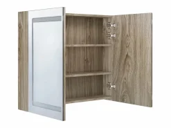 Mueble De Pared Para Baño|Armario de baño con espejo y LED color roble 80x12x68 cm ES974393