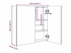 Armario de baño con espejo LED brillante 62x14x60 cm^vidaxl Clearance