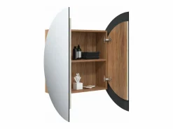 Armario de baño con espejo redondo y LED roble 54x54x17,5 cm^vidaxl Sale
