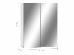 vidaxl Mueble De Pared Para Baño|Armario de Baño con Espejo 60x15x75 cm MDF Contemporáneo con Espacio de Almacenamiento