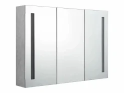 vidaxl Armario de baño con espejo LED hormigón 89x14x62 cm Gris Best