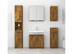 Armario de baño con espejo color roble ahumado 64x20x67 cm ES524022 Marru00f3n Outlet