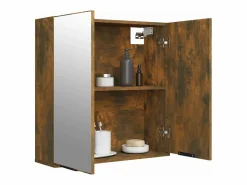 Armario de baño con espejo color roble ahumado 64x20x67 cm ES524022 Marru00f3n Outlet