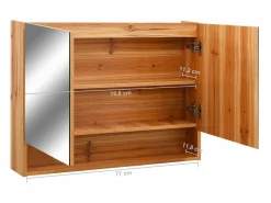 Armario de baño con espejo LED Roble 80x15x60 cm MDF Marru00f3n Hot