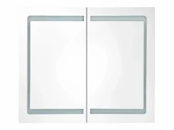 vidaxl Mueble De Pared Para Baño|Armario de baño con espejo LED hormigón 80x12x68 cm
