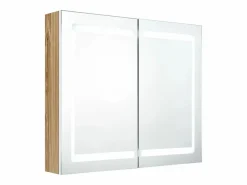 Armario de baño con espejo LED y roble 80x12x68 cm^vidaxl Outlet