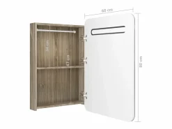 vidaxl Armario de baño con espejo y LED y roble 60x11x80 cm Blanco Hot