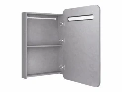 vidaxl Mueble De Pared Para Baño|Armario de baño con espejo y LED hormigón 60x11x80 cm