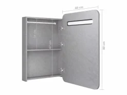 vidaxl Mueble De Pared Para Baño|Armario de baño con espejo y LED hormigón 60x11x80 cm