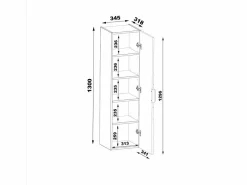 Petits-Meubles Armario de baño de cachemira, columna alta, 1 puerta, Pile Beige New