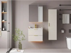 Petits-Meubles Armario de baño de cachemira, columna alta, 1 puerta, Pile Beige New