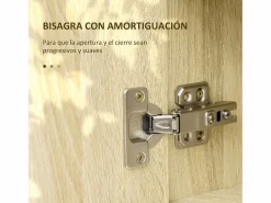 Basic Mueble De Aseo|Armario de baño Enebro Kleankin con espejo, estantes y toallero natural 70x60x15 cm