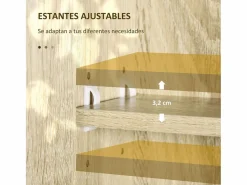 Basic Mueble De Aseo|Armario de baño Enebro Kleankin con espejo, estantes y toallero natural 70x60x15 cm