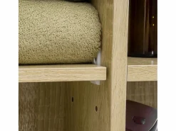 Basic Mueble De Aseo|Armario de baño Enebro Kleankin con espejo, estantes y toallero natural 70x60x15 cm