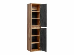 Vente-unique Armario de baño flotante natural y antracita, H170 cm, TIKITIKI Gris antracita / Color natural claro Online