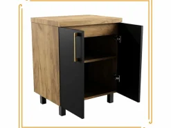 Armario de baño independiente de 60 cm para lavabo de encimera en roble craft . Negro Outlet
