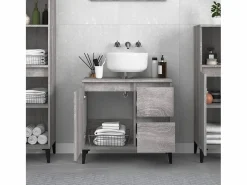 Armario de baño madera contrachapada Sonoma 65x33x60 cm ES723853 Gris