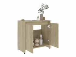 Armario de baño madera contrachapada color roble 60x33x61 cm ES398208 Marru00f3n Outlet