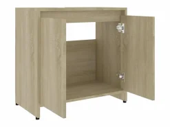 Armario de baño madera contrachapada color roble 60x33x61 cm ES398208 Marru00f3n Outlet