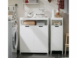 Sobuy Estantería Sobre Inodoro|Armario de Baño Mueble Baño Auxiliar Organizador con 1 Comportamiento Abierto y 2 Puertas 70 x 35 x 90 cm BZR121-W ES