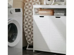 Sobuy Estantería Sobre Inodoro|Armario de Baño Mueble Baño Auxiliar Organizador con 1 Comportamiento Abierto y 2 Puertas 70 x 35 x 90 cm BZR121-W ES