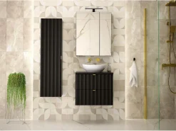 Mueble De Lavabo|Armario de baño para lavabo de 60 cm con frentes ranurados Arcos