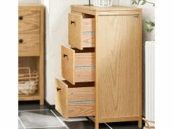 Sobuy Armario de Baño para Ropa Sucia Mueble Multifuncional para Baño con 1 Cesto y 3 Cajones 80 x 35 x 90cm Natural BZR97-N ES Color natural claro Clearance